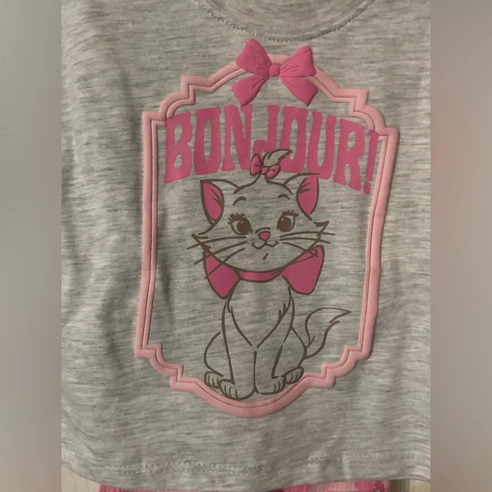 NWT Disney Marie Bonjour 2 Piece Outfit Set Baby Girl 0-3 Months Aristocats Pink